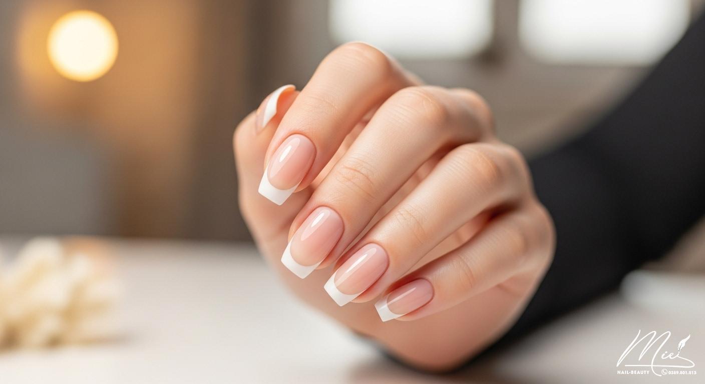 Bàn tay được trang trí với bộ nail box vừa vặn hoàn hảo, thể hiện vẻ đẹp sau khi đo size móng chuẩn.