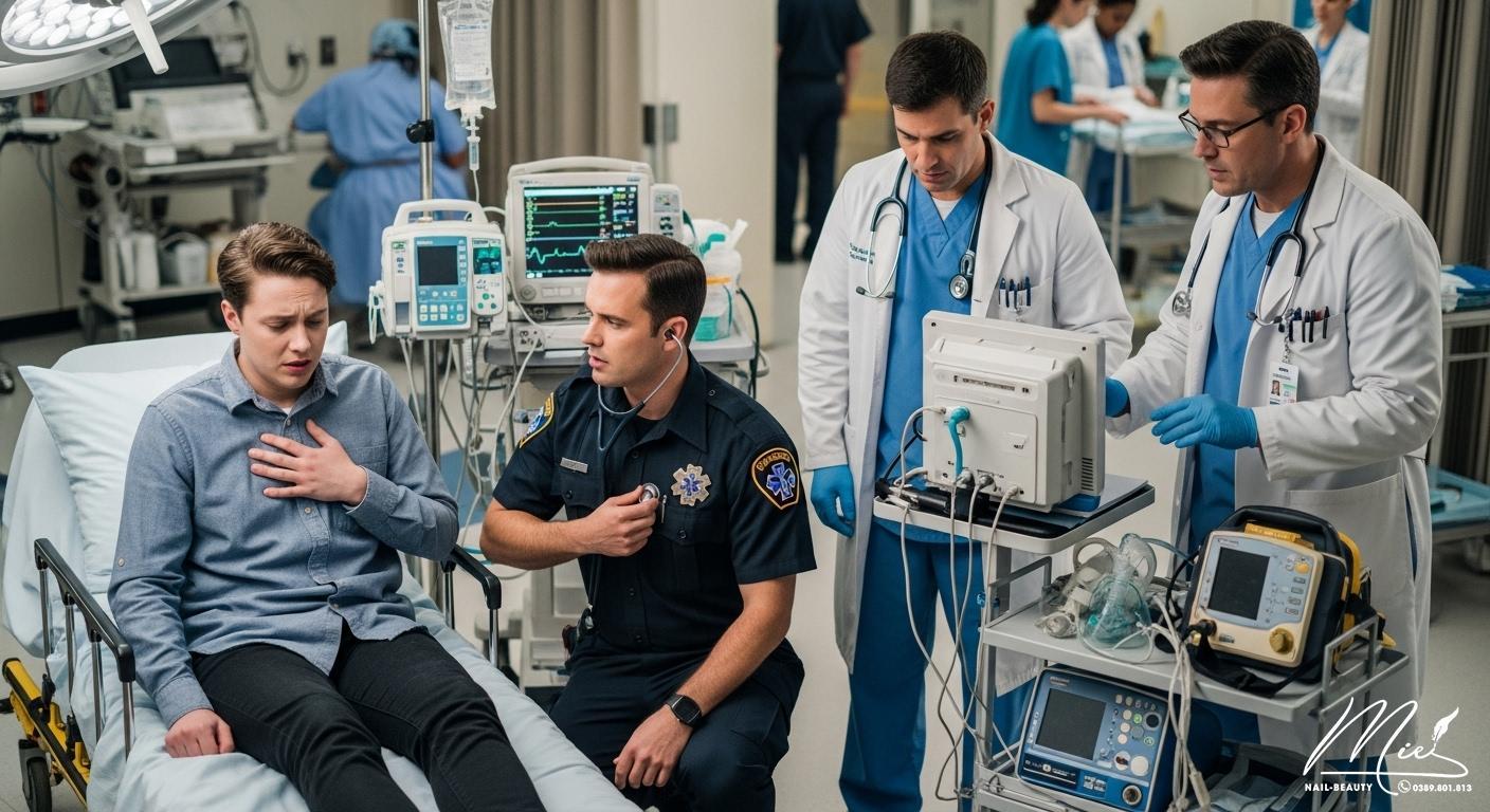 Người bệnh có biểu hiện khó thở, đau tức ngực cần được cấp cứu y tế.