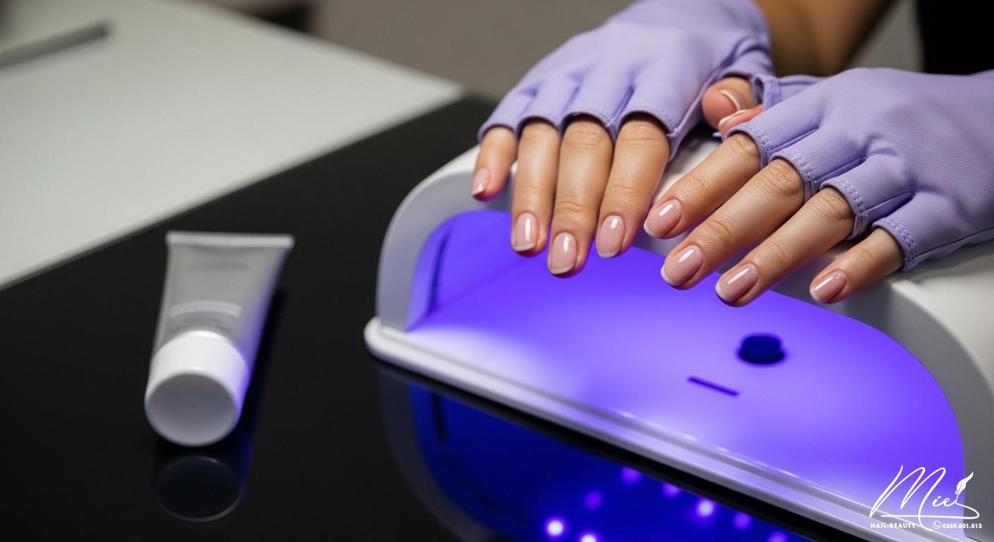 Bảo vệ tay khỏi đèn hơ gel bằng kem chống nắng và găng tay UV