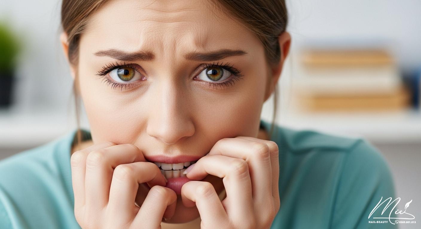 Nữ sinh viên lo lắng, căng thẳng trước kỳ thi vì áp lực tâm lý.