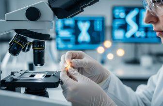 Kỹ thuật viên phòng thí nghiệm đang phân tích mẫu móng tay để xét nghiệm ADN, minh họa độ chính xác khoa học.