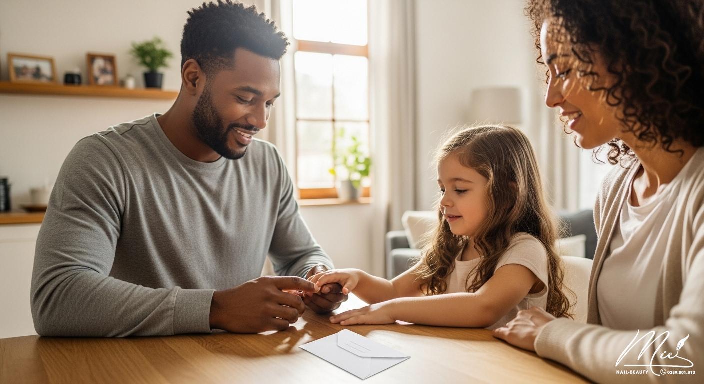 Hình ảnh đại diện cho sự tiện lợi và kín đáo của xét nghiệm ADN bằng móng tay, phù hợp cho gia đình và trẻ nhỏ.