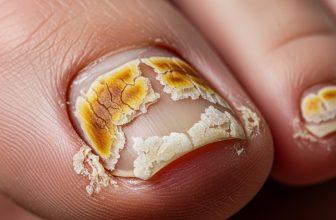 Móng chân cái bị thối, đổi màu, dày sừng và có mùi hôi.