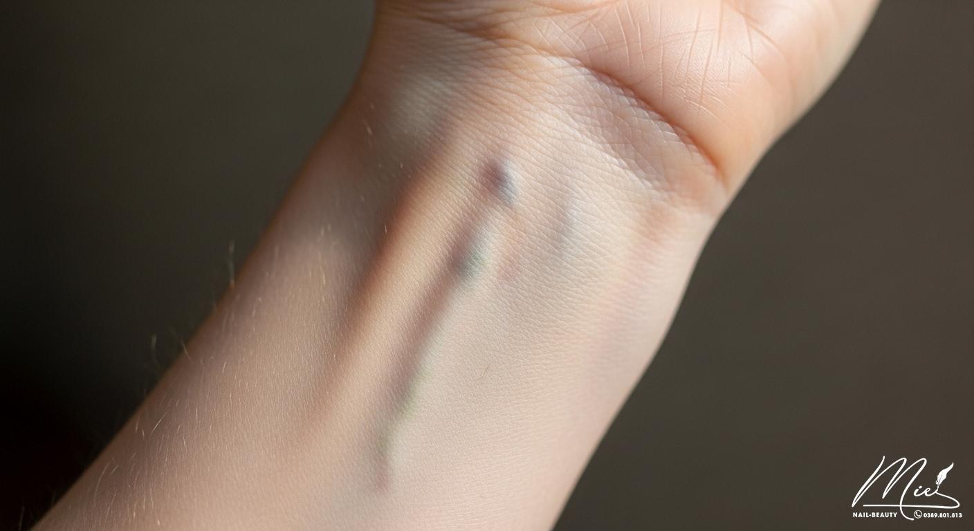 Sơn móng chân màu gì cho sáng da? Chọn màu theo undertone đẹp 2 Hình ảnh kiểm tra undertone da bằng cách nhìn vào tĩnh mạch cổ tay.