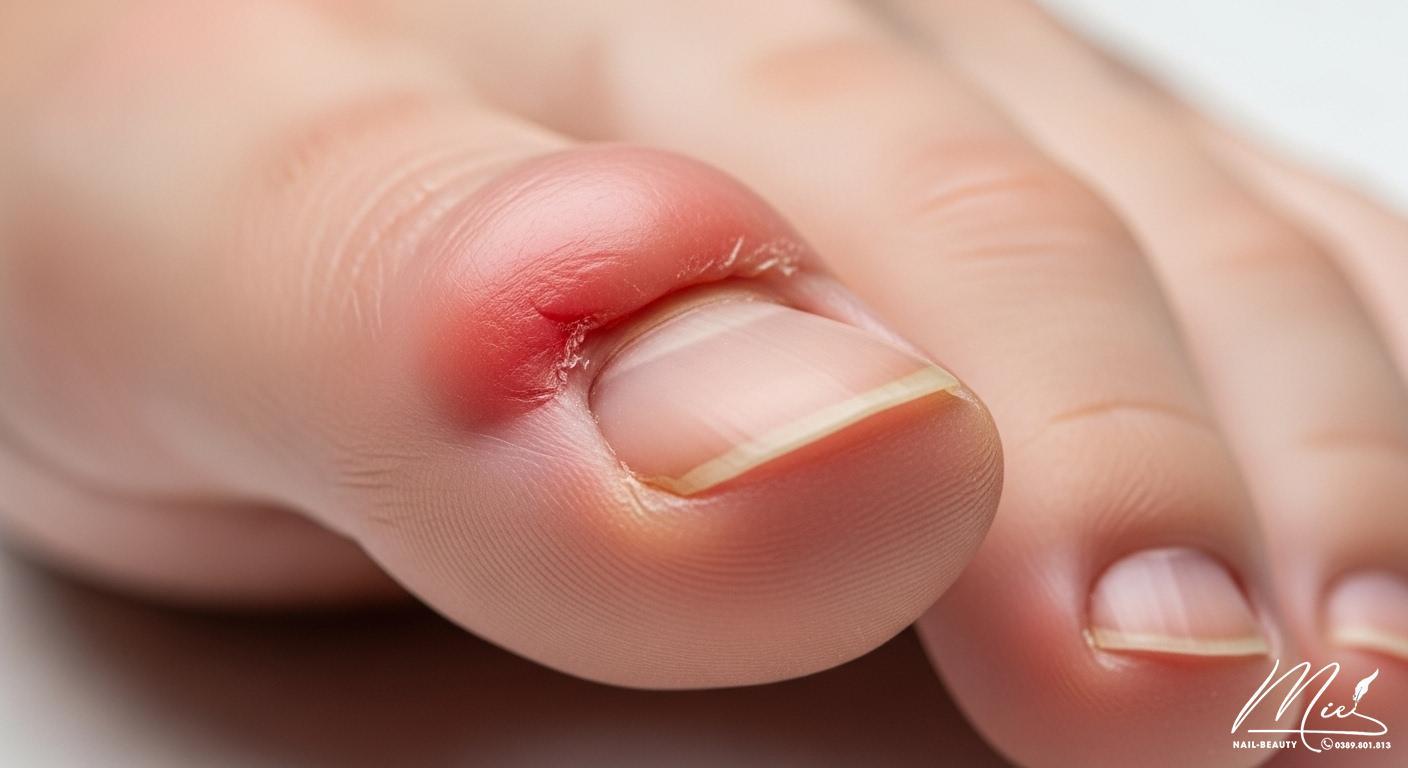 Móng tay bị viêm khóe hoặc mọc ngược do cắt quá sát
